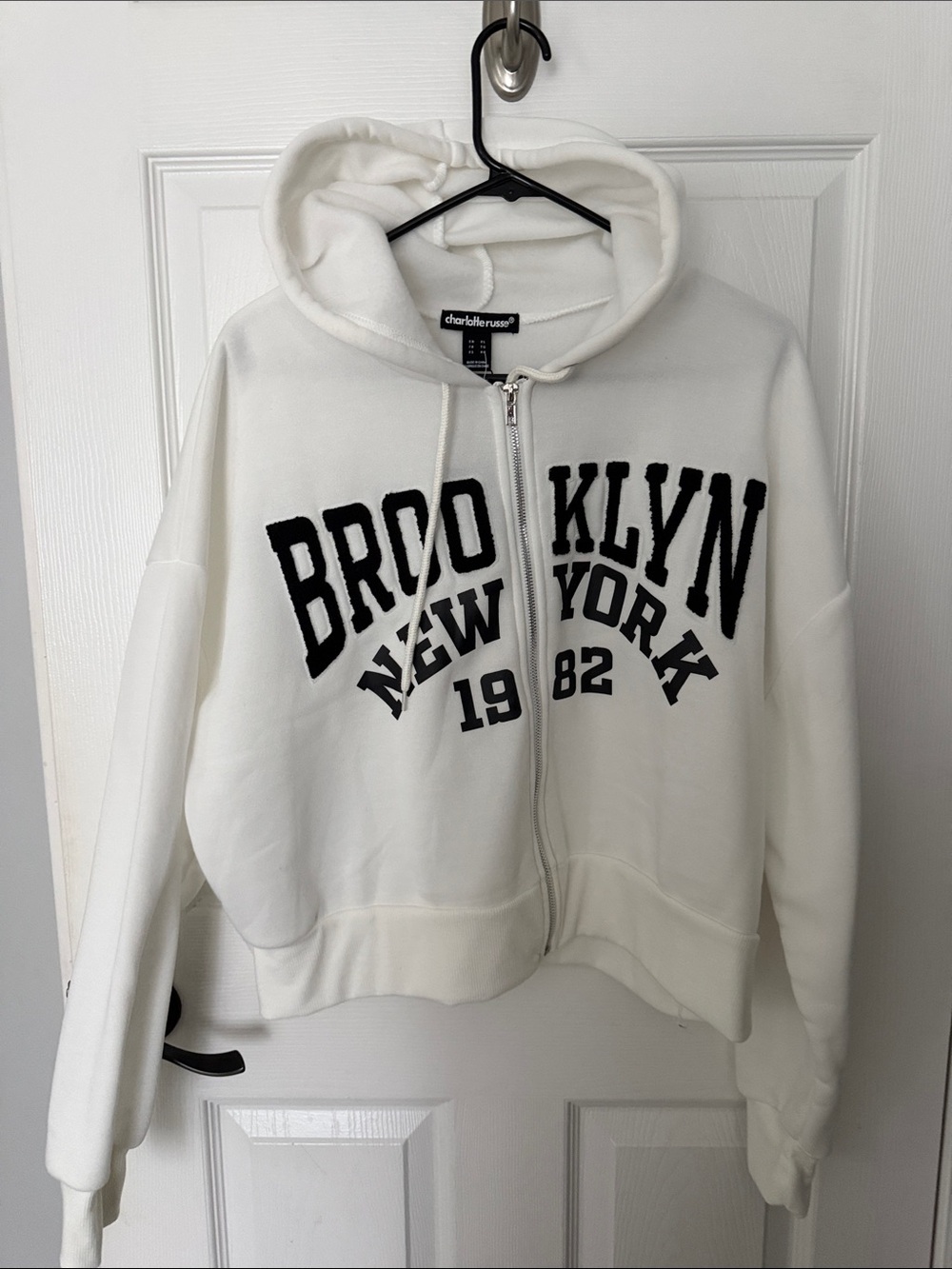 Charlotte Russe White Brooklyn New York Zip Hoodie